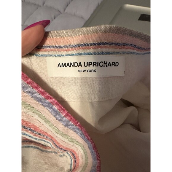 AMANDA UPRICHARD Wide leg High Waist Linen Blend Capri Pants Linen Boho XS - Picture 4 of 5